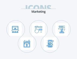Marketing Blue Icon Pack 5 Icon Design. customer satisfaction. feedback. speaker. customer satisfaction. presentation vector