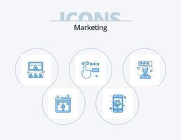 diseño de iconos del paquete de iconos azules de marketing 5. la satisfacción del cliente. comentario. altavoz. la satisfacción del cliente. presentación vector