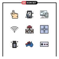 Universal Icon Symbols Group of 9 Modern Filledline Flat Colors of layout dinner mobile living wifi Editable Vector Design Elements