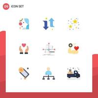 9 Flat Color concept for Websites Mobile and Apps pattern business party algorithm love Editable Vector Design Elements