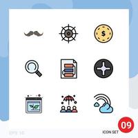 Set of 9 Modern UI Icons Symbols Signs for planning document business search general Editable Vector Design Elements