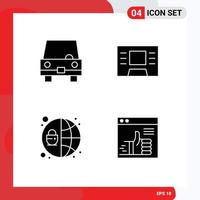 Group of 4 Solid Glyphs Signs and Symbols for filled seo transportation finance thumbs Editable Vector Design Elements