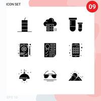 Set of 9 Modern UI Icons Symbols Signs for tablet configuration cloud app science Editable Vector Design Elements