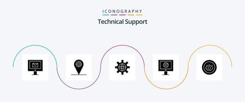 paquete de iconos de glifo 5 de soporte técnico que incluye servicio. mantenimiento web. mundo. apoyo técnico. servicio de soporte en línea vector