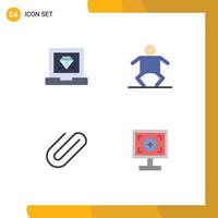 Pack of 4 Modern Flat Icons Signs and Symbols for Web Print Media such as coding clip programming kid brand Editable Vector Design Elements