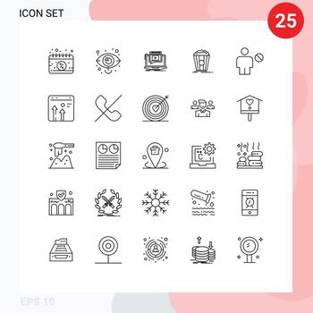 25 Line concept for Websites Mobile and Apps snack theater vision popcorn tutorial Editable Vector Design Elements