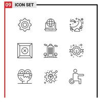 Set of 9 Commercial Outlines pack for cology product online delete moon Editable Vector Design Elements