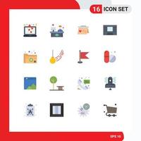 Set of 16 Modern UI Icons Symbols Signs for medical folder calendar document atm Editable Pack of Creative Vector Design Elements