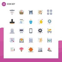 Pack of 25 Modern Flat Colors Signs and Symbols for Web Print Media such as layout support computer question ask Editable Vector Design Elements