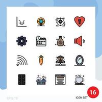 Universal Icon Symbols Group of 16 Modern Flat Color Filled Lines of corporate detail development create love Editable Creative Vector Design Elements