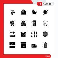 Set of 16 Modern UI Icons Symbols Signs for canada badge location award food Editable Vector Design Elements