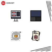 4 User Interface Filledline Flat Color Pack of modern Signs and Symbols of screen seeds grid creative flower Editable Vector Design Elements