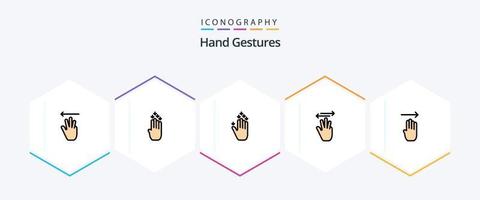Hand Gestures 25 FilledLine icon pack including finger. left. gesture. up. hand vector