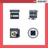 Set of 4 Modern UI Icons Symbols Signs for design vpn web database digital marketing Editable Vector Design Elements