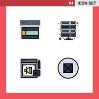 Set of 4 Modern UI Icons Symbols Signs for design vpn web database digital marketing Editable Vector Design Elements