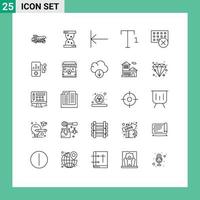 Mobile Interface Line Set of 25 Pictograms of music hardware home gadget computers Editable Vector Design Elements