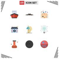 Modern Set of 9 Flat Colors Pictograph of date buy male packaging logistics Editable Vector Design Elements