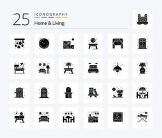 Home And Living 25 Solid Glyph icon pack including window. home. living. furniture. table vector