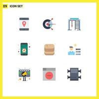 paquete de iconos de vector de stock de 9 signos y símbolos de línea para elementos de diseño de vector editables de contacto de teléfono inteligente de anillo de parada enlatado