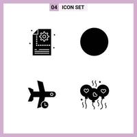 Solid Glyph Pack of 4 Universal Symbols of creative transport setting delay bloone Editable Vector Design Elements