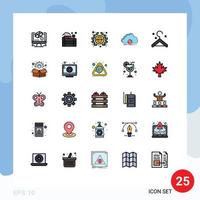 Universal Icon Symbols Group of 25 Modern Filled line Flat Colors of synchronization sync label syncing store Editable Vector Design Elements