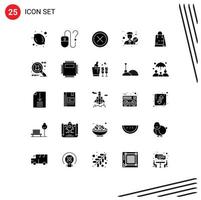 Set of 25 Modern UI Icons Symbols Signs for right man cancel employee remove Editable Vector Design Elements