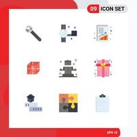 Modern Set of 9 Flat Colors Pictograph of computing box recording revenue increase Editable Vector Design Elements