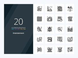 20 Entertainment Outline icon for presentation vector