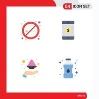 Set of 4 Commercial Flat Icons pack for no plate air sign powder Editable Vector Design Elements