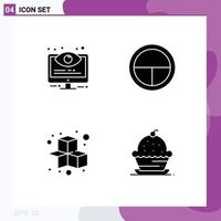 Mobile Interface Solid Glyph Set of 4 Pictograms of configuration cubes options badge game Editable Vector Design Elements