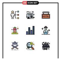 9 Creative Icons Modern Signs and Symbols of analytics character transport avatar rest Editable Vector Design Elements