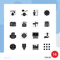 Solid Glyph Pack of 16 Universal Symbols of set devices dismissal personal layoff Editable Vector Design Elements