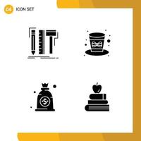 Stock Vector Icon Pack of 4 Line Signs and Symbols for design bag tools festival money Editable Vector Design Elements