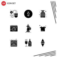 Pictogram Set of 9 Simple Solid Glyphs of chess day currency calender earth Editable Vector Design Elements