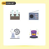 4 Flat Icon concept for Websites Mobile and Apps chemical flask business lab glassware radio setting Editable Vector Design Elements