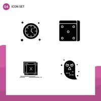 conjunto moderno de glifos y símbolos sólidos, como el problema del reloj, el error del casino, los elementos de diseño vectorial editables vector