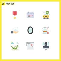 Stock Vector Icon Pack of 9 Line Signs and Symbols for wash hand appointment cleaning security Editable Vector Design Elements