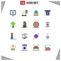 Mobile Interface Flat Color Set of 16 Pictograms of environment tabs internet dropdown network Editable Pack of Creative Vector Design Elements