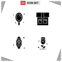 Group of 4 Solid Glyphs Signs and Symbols for beauty lamp salon lantern flower Editable Vector Design Elements