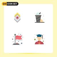 4 User Interface Flat Icon Pack of modern Signs and Symbols of gear milestone server garden graduate Editable Vector Design Elements