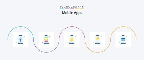 Mobile Apps Flat 5 Icon Pack Including app. app. app. interaction. analytics vector