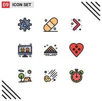 9 iconos creativos signos y símbolos modernos de flecha dulce rápida compras en línea mostrar elementos de diseño vectorial editables vector