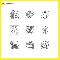 9 Universal Outline Signs Symbols of day day onion products electronics Editable Vector Design Elements