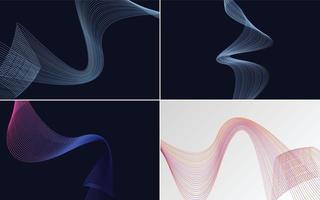 Paquete de fondo de vector abstracto de curva de onda para presentaciones. volantes y folletos