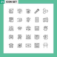 Universal Icon Symbols Group of 25 Modern Lines of cells camping valentine flash torch Editable Vector Design Elements