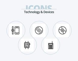 Devices Line Icon Pack 5 Icon Design. electronics. bass. connect. watch. health vector