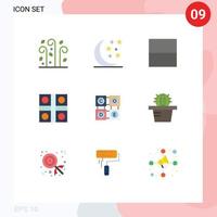 User Interface Pack of 9 Basic Flat Colors of education learning layout code ludo game Editable Vector Design Elements