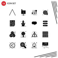 Modern Set of 16 Solid Glyphs Pictograph of report document service data security Editable Vector Design Elements