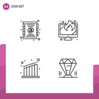 Universal Icon Symbols Group of 4 Modern Filledline Flat Colors of address chart display data value Editable Vector Design Elements