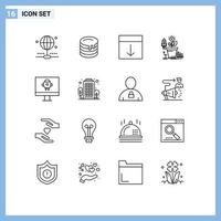 16 Creative Icons Modern Signs and Symbols of computer money grid growth finance Editable Vector Design Elements